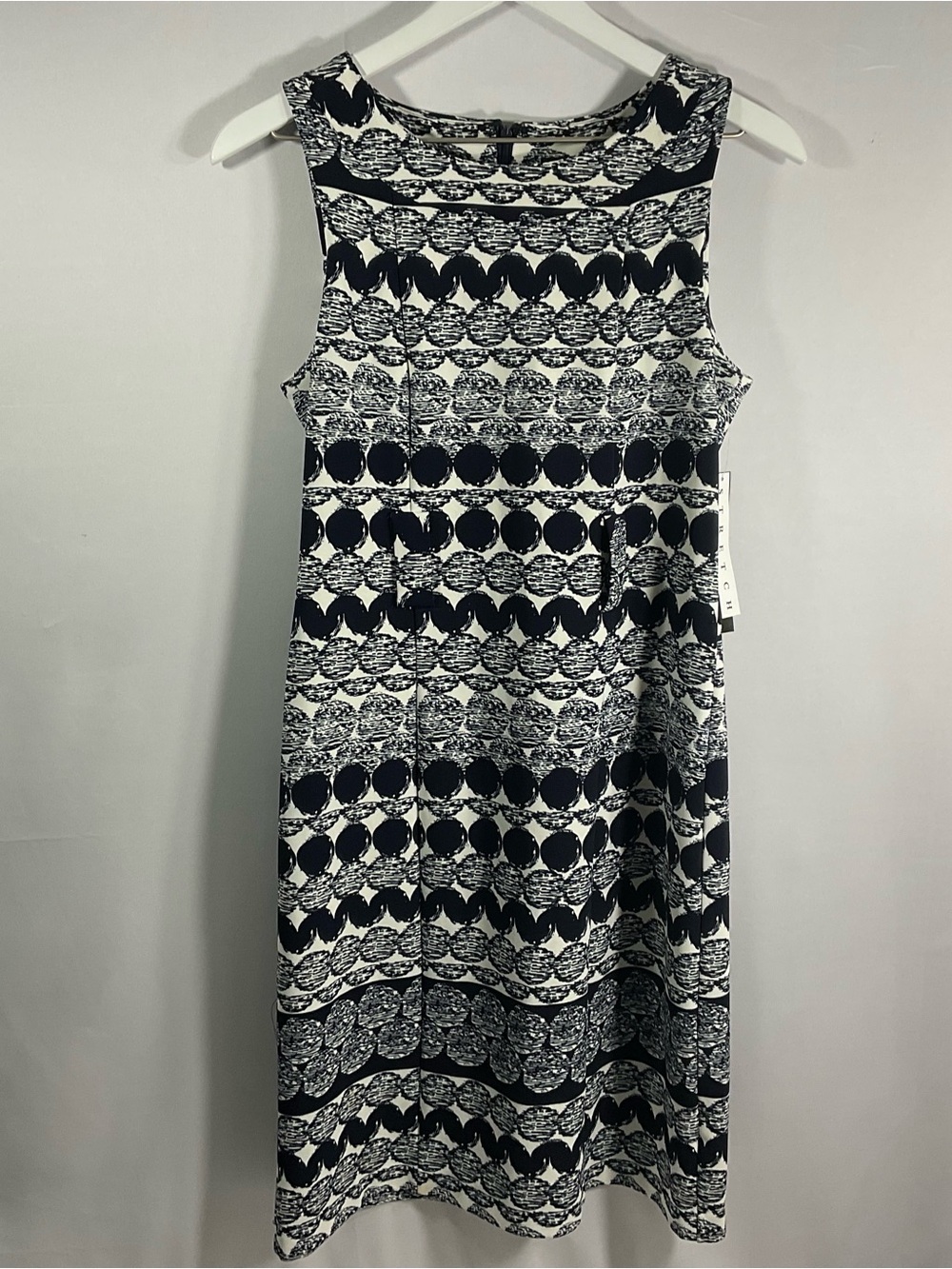 Black and White Patterned Sleeveless Dress
